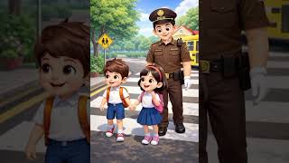 Anak sekolah dan Pak Polisi #animasi  #cartoon #anak #chikdren #kartun