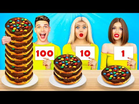 100 Kat Çikolatalı Yiyecek Meydan Okuması | 1 VS 100 Katlı Lezzetler Yeme! RATATA’dan Çılgın Mukbang