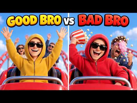 GOOD BRO vs BAD BRO at the Amusement Park! 🎢 | Easy English Listening Story (A2)