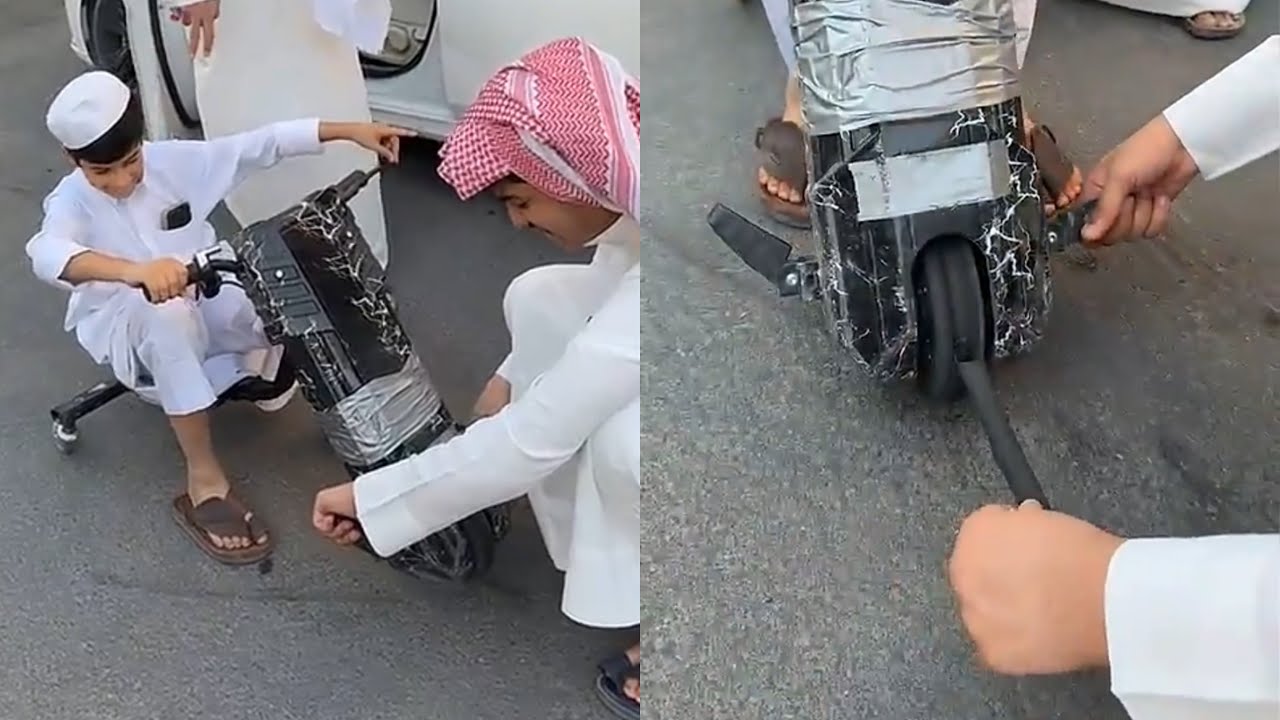 احمد حرق كفر السكوتر من كثر التفحيط 😂 #فراج_قزيع_السهلي سنابات فراج قزيع السهلي