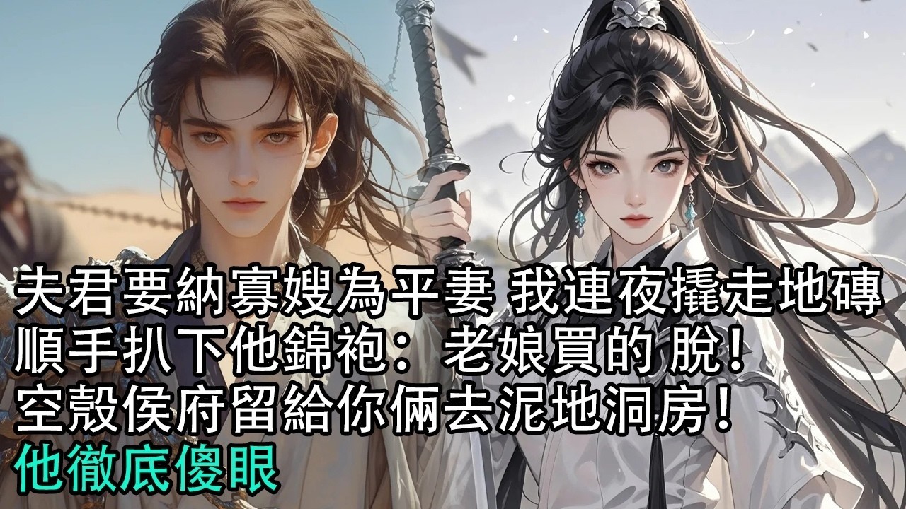 【一口氣看完】夫君要納寡嫂為平妻 我連夜撬走地磚，順手扒下他錦袍：老娘買的 脫！空殼侯府留給你倆去泥地洞房！他徹底傻眼#古言 #有聲小說 #情感故事