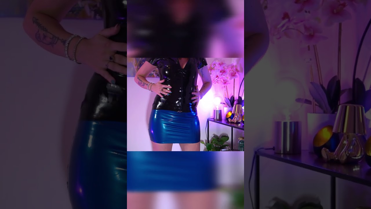 Electric Blue Latex Skirt & Black Top – Angelic Shine 💙 Full Video ⬆️