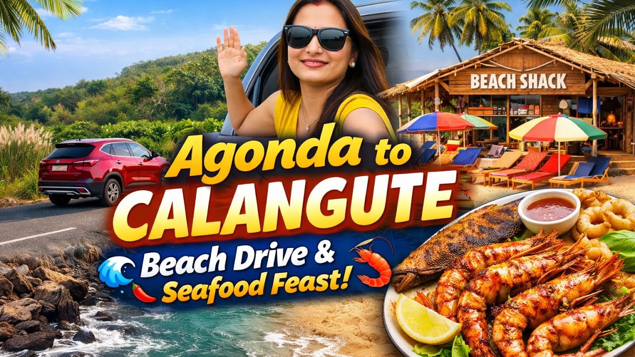 Kolkata To Goa Roadtrip Ep-9 | Agonda to Calangute 🏝️ Most Scenic Beach Drive & Crazy Seafood Shack!
