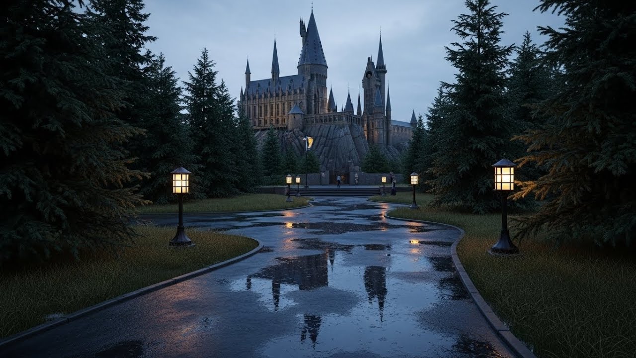 Soothing 432 Hz Castle Rain video | Animated