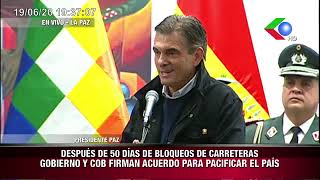 MARIO ARGOLLO "NO SOY UN TRAIDOR" GOBIERNO Y COB FIRMAN ACUERDO PARA PACIFICAR EL PAIS .