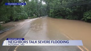 Montgomery County neighbors react to flash flooding, water rescues on Bradley Boulevard