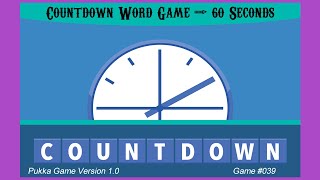 Countdown Word Game – Random Letters – 60 Seconds Game #39
