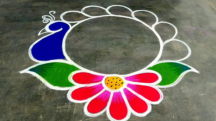 Easy Pongal pot rangoli🌹sankranthi peacock muggulu🌹Pongal rangoli designs 2025🌹Super colour rangoli