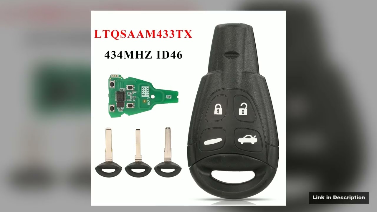 jingyuqin Remote Key Fob 433Mhz PCF7946AT For SAAB 93 95 20032010 LTQSAAM433TX Replacement Refit
