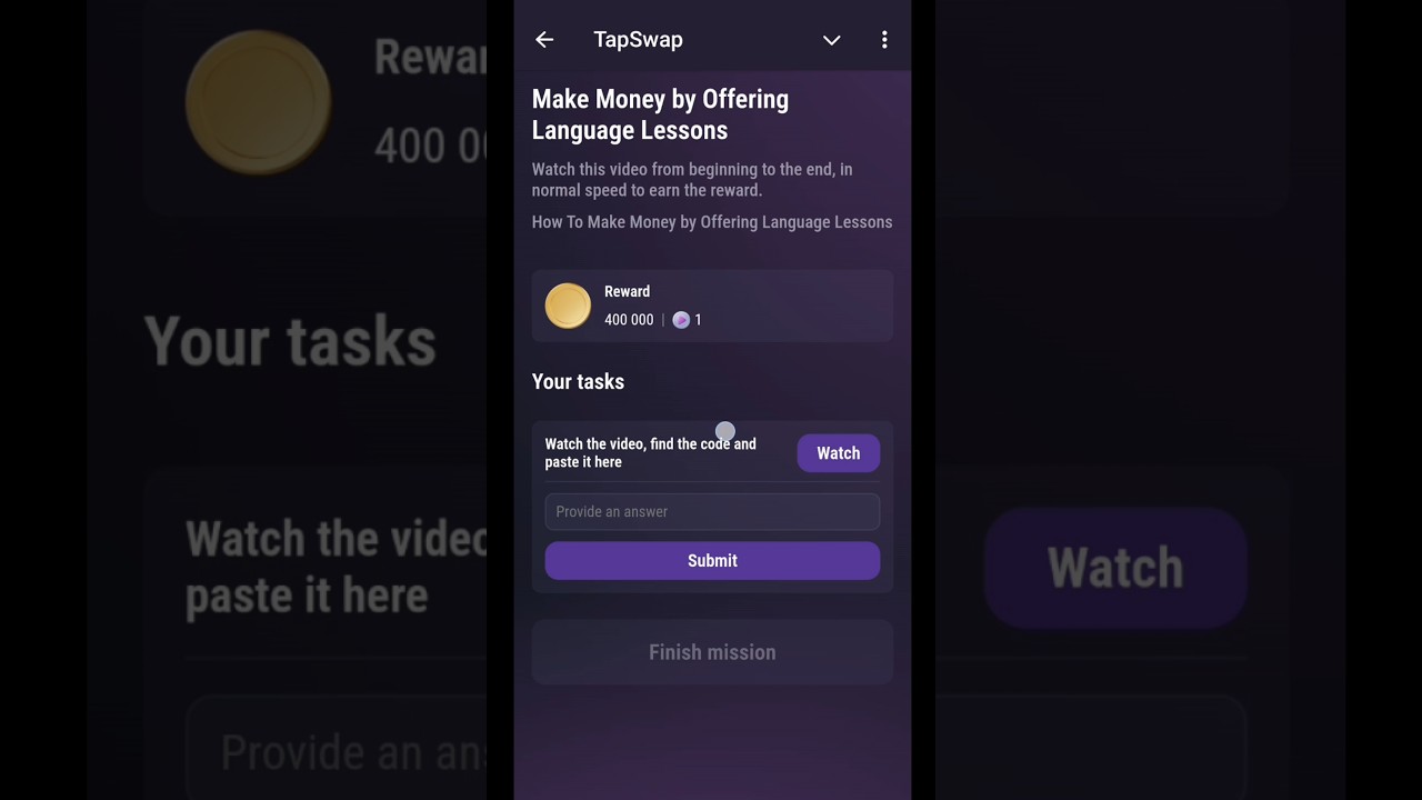 Make Money by Offering Language Lessons 7 October | Tap swap daily today | tapswap video code today