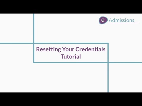 eAdmissions Username and Password Reset Tutorial