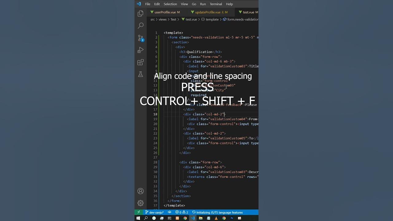 Align code in visual studio code#Shorts - YouTube