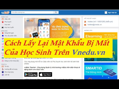 Cách cấp lại mật khẩu bị mất cho học sinh trên vnedu.vn - youtube