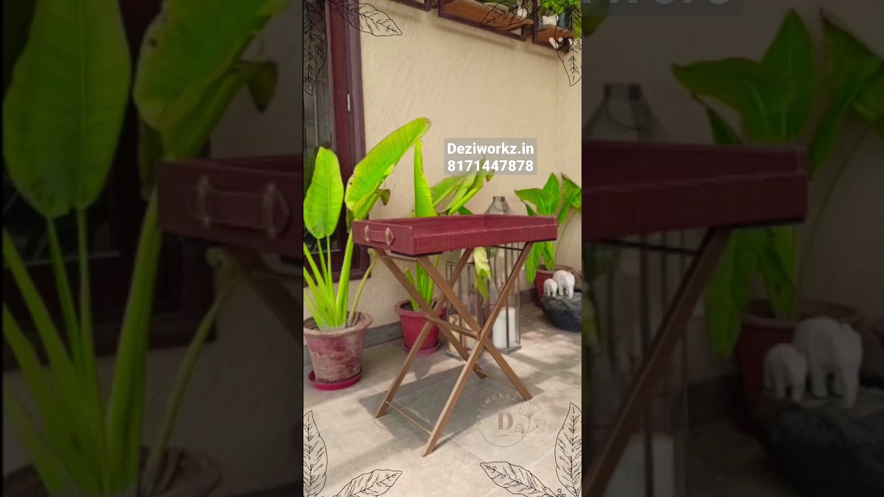 Leatherette Butler Tray Table 