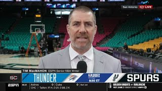Tim MacMahon has the latest on Spurs' injury situation and starting lineup for Game 3 vs. Thunder