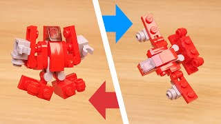 Micro LEGO brick fighter jet transformer mech - Red Sky mini