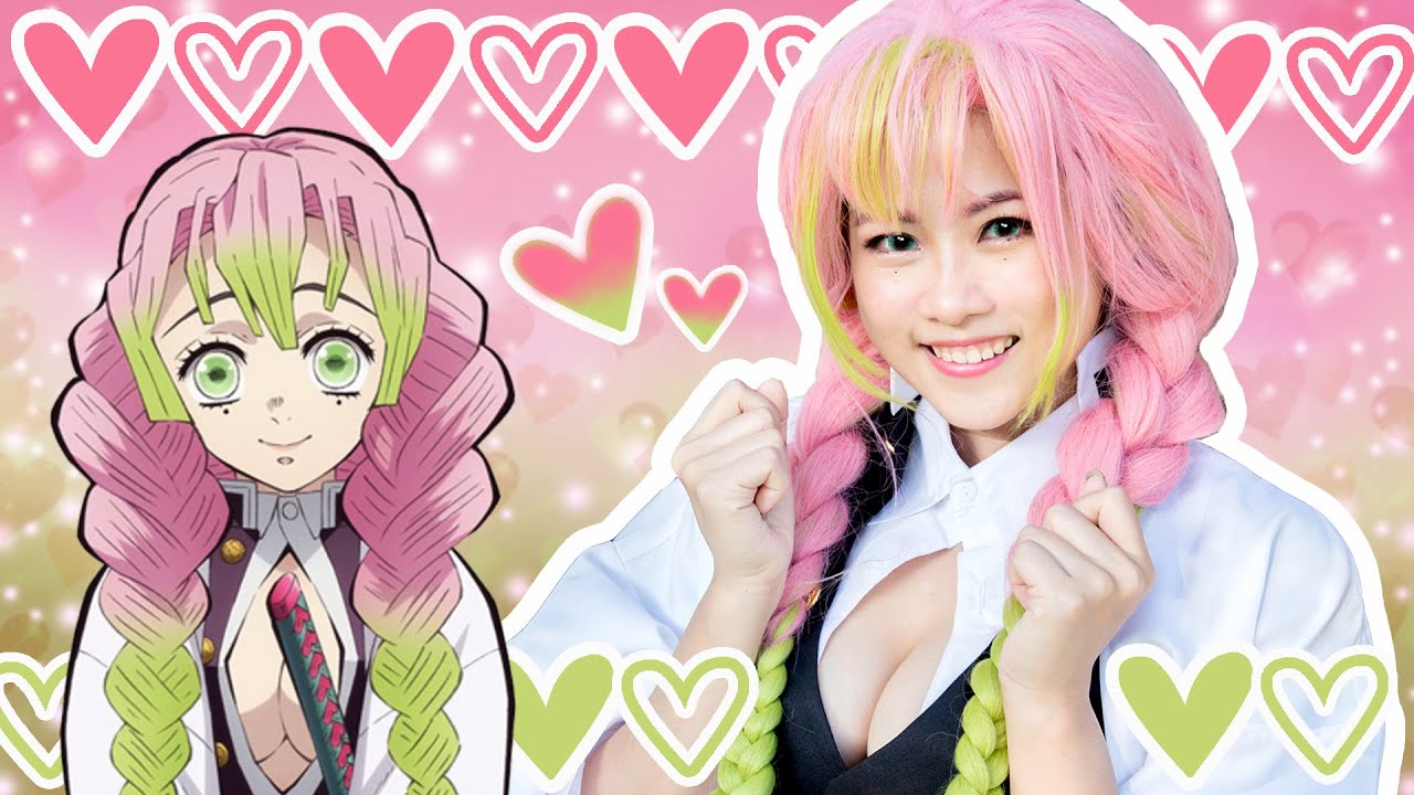 Mitsuri Cosplay Makeup Tutorial 鬼滅之刃 戀柱 甘露寺蜜璃 cos妝容教學｜白雨旋 小雨