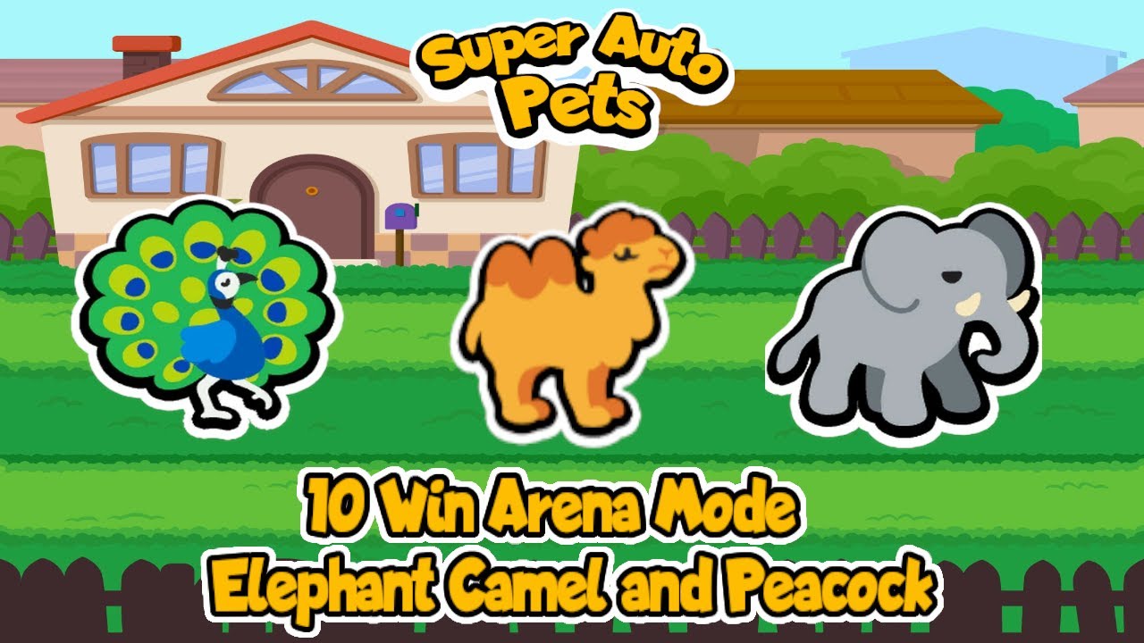 Super Auto Pets | Elephant, Camel, Peacock Strategy | 10 Win Arena Mode