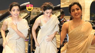 Rashmika Mandanna Super Cute Looks In Saree At Airport Rashmika Mandanna Latest Video News Buzz