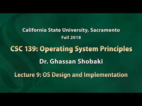 Operating Systems Lecture 9: OS Design and Implementation
