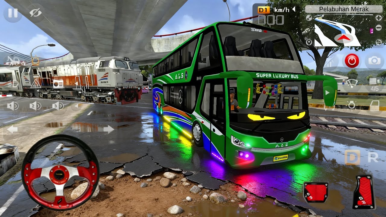 Nekat Lewat Rel‼️ BUS ALS Dobel Decker Terlalu Ceper Sampai Gasruk Parah 😂 | BUSSID Indonesia