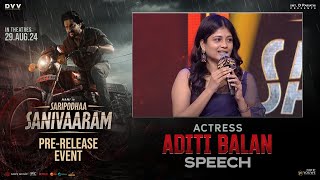 Actress Aditi Balan Speech At Saripodhaa Sanivaaram Pre-Release Event Youwe Media
