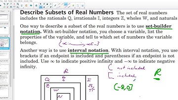 1.1 number sets, set builder and interval notation