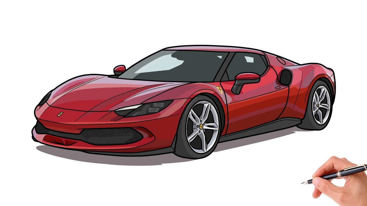 How to draw a FERRARI 296 GTB / drawing Ferrari 2022 sports car step by ...