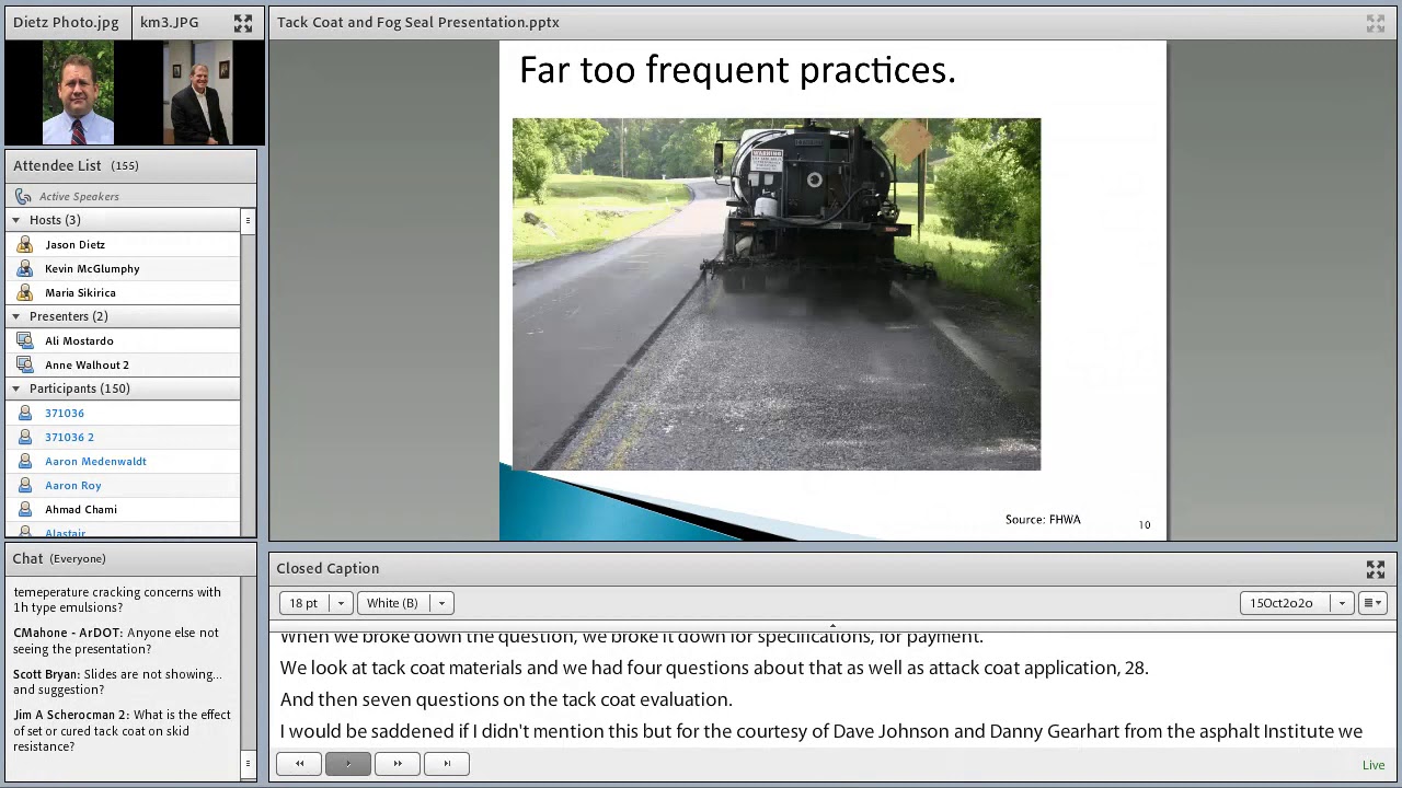 PPRA/FHWA Webinar: Tack Coat and Fog Seal Treatments