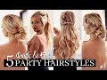 5 QUICK & EASY PARTY HAIRSTYLES / HEATLESS!