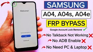Samsung A04,A04s,A04e FRP Bypass 2026 Without Pc | Samsung Google Account Remove Android 13/14