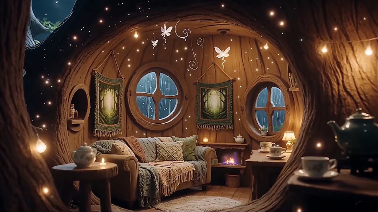 Cozy rain sounds with distant thunder (Safe Space Ambience) | Deep Sleep, Relaxation, Study Sounds