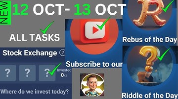 12 October All Quests Code | Riddle and Rebus of the day | X Empire You Tube Video