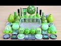 GREEN SLIME Mixing makeup and glitter into Clear Slime Satisfying Slime Videos city