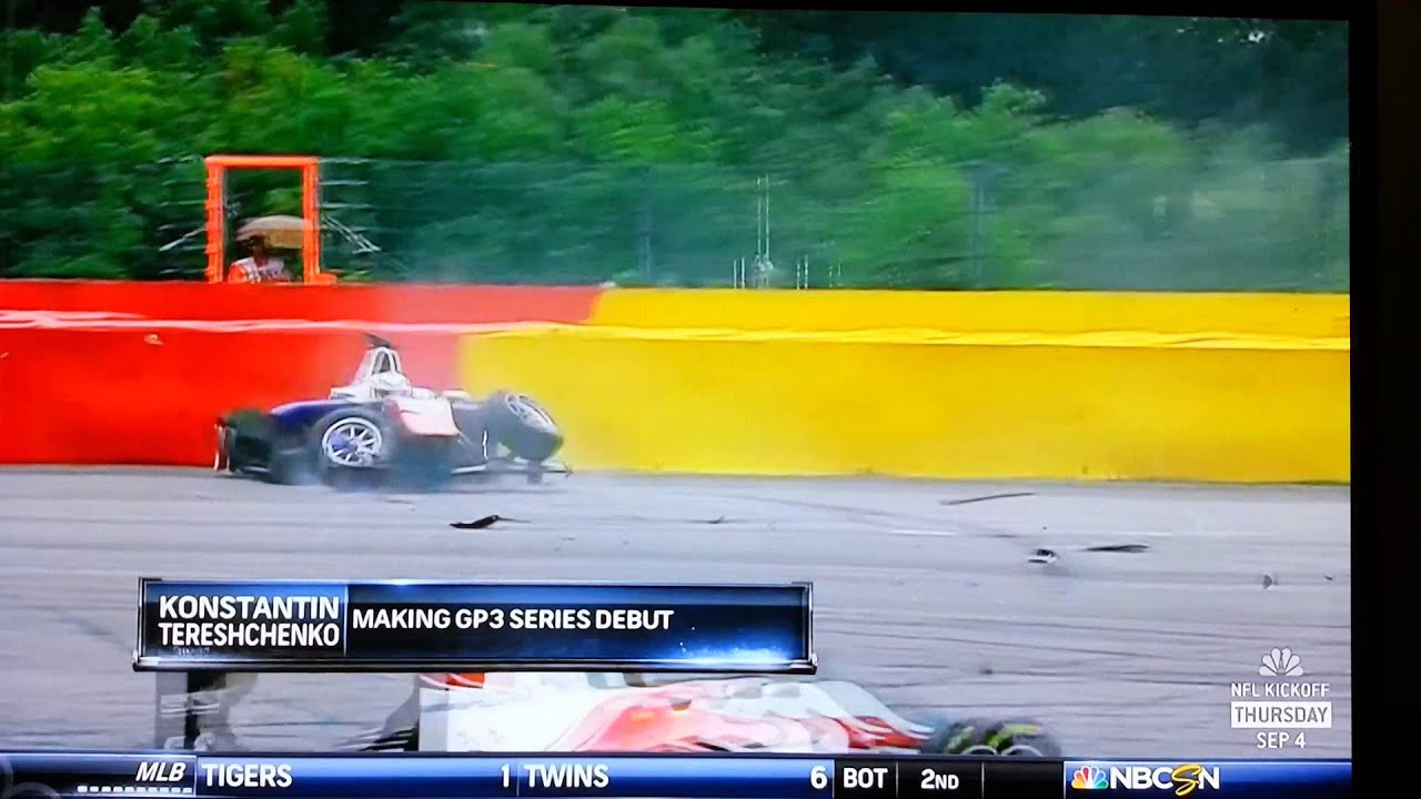 crashes on air HUGE GP3 crash spa 2014