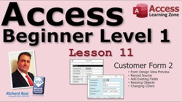 Microsoft Access Beginner 1, Lesson 11: Customer Form Part 2. For Access 2016, 2019, 365 Tutorial