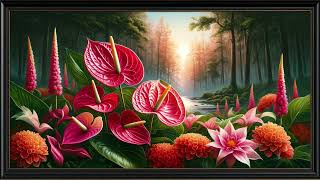 TV Wallpaper | Whispering Foliage: The Anthurium’s Forest Song #framedart #wallpaper #art screenshot 2