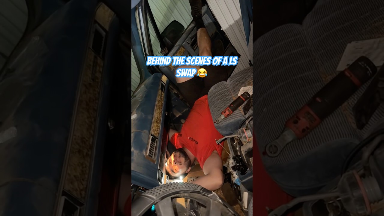 Behind the scenes of a LS swap lmao