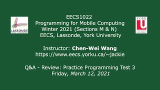 [HD] EECS1022 W21 - Review - Practice Programming Test 3 - Mar. 12