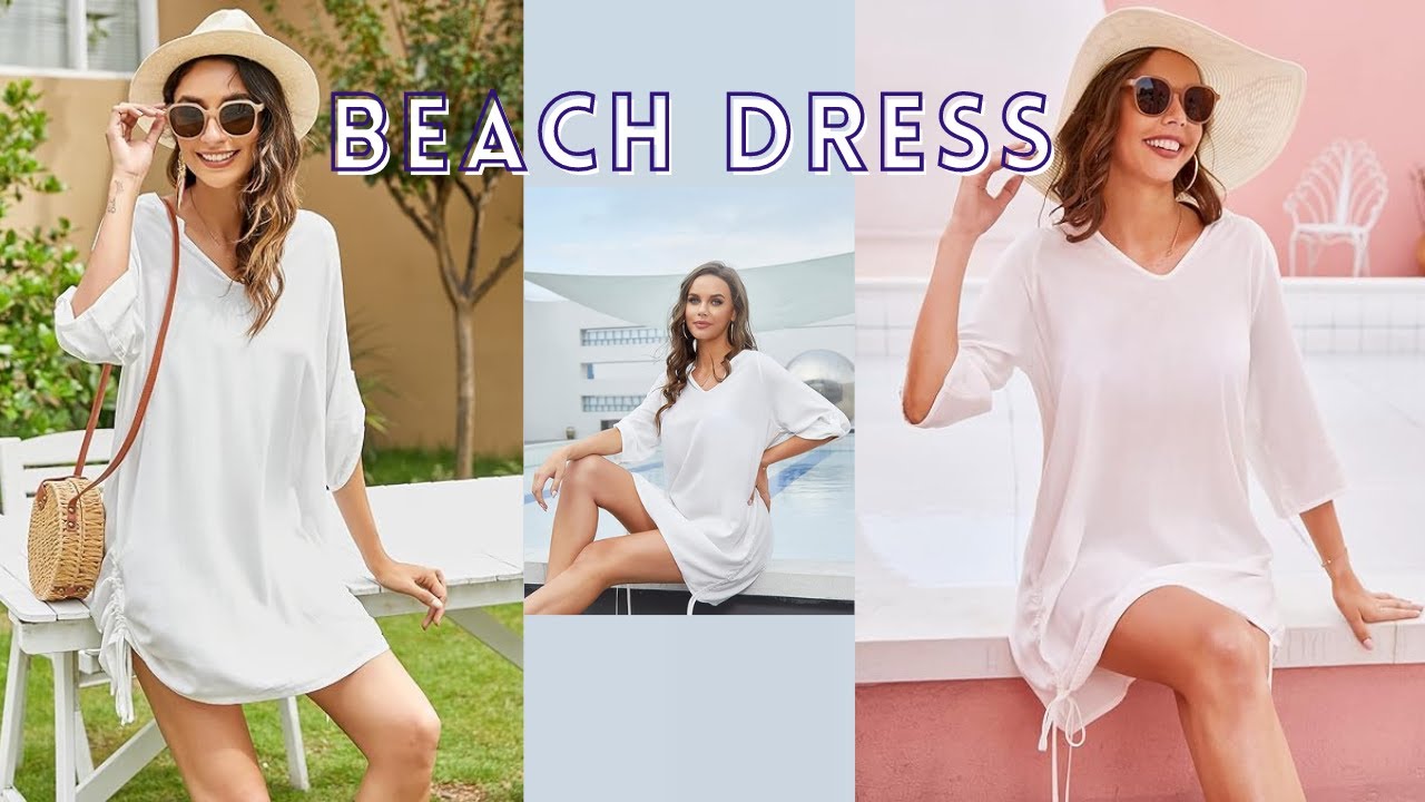 Womens Swimwear Swimsuit Cover Up Shirt Bikini Bathing Suit Beach Dress with Sides Drawstring
