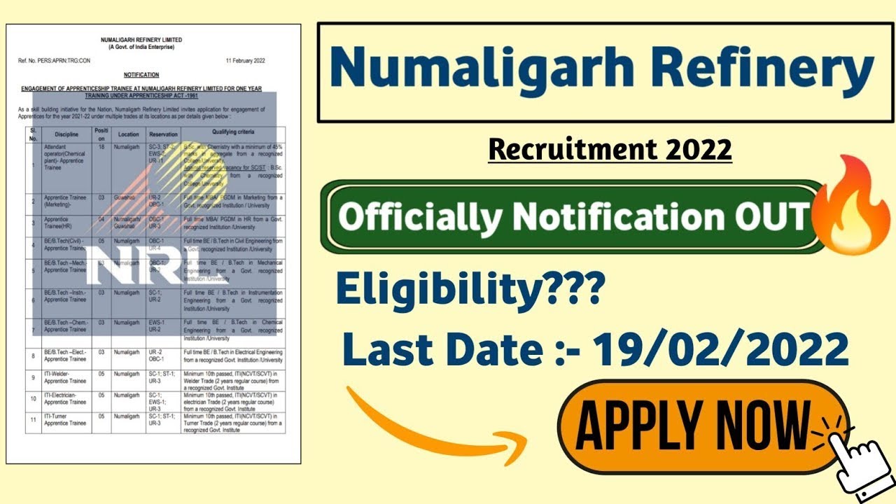 Numaligarh Refinery limited recruitment 2022 | Recruitment 2022 | Job Vacancy 2022 | NRL Recruitment