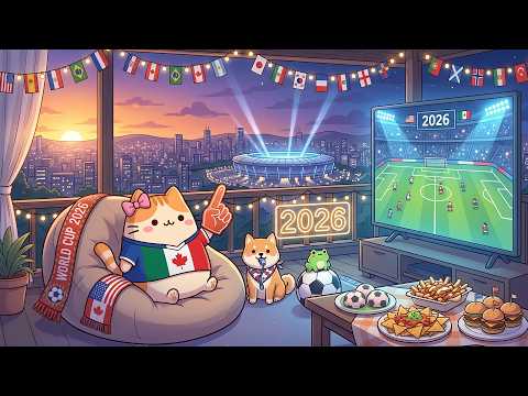 Mochi Cozy World Cup Balcony 🏟️ Cozy Jazz Lofi Beats for Deep Focus & Study 😌 Calms Your Mind