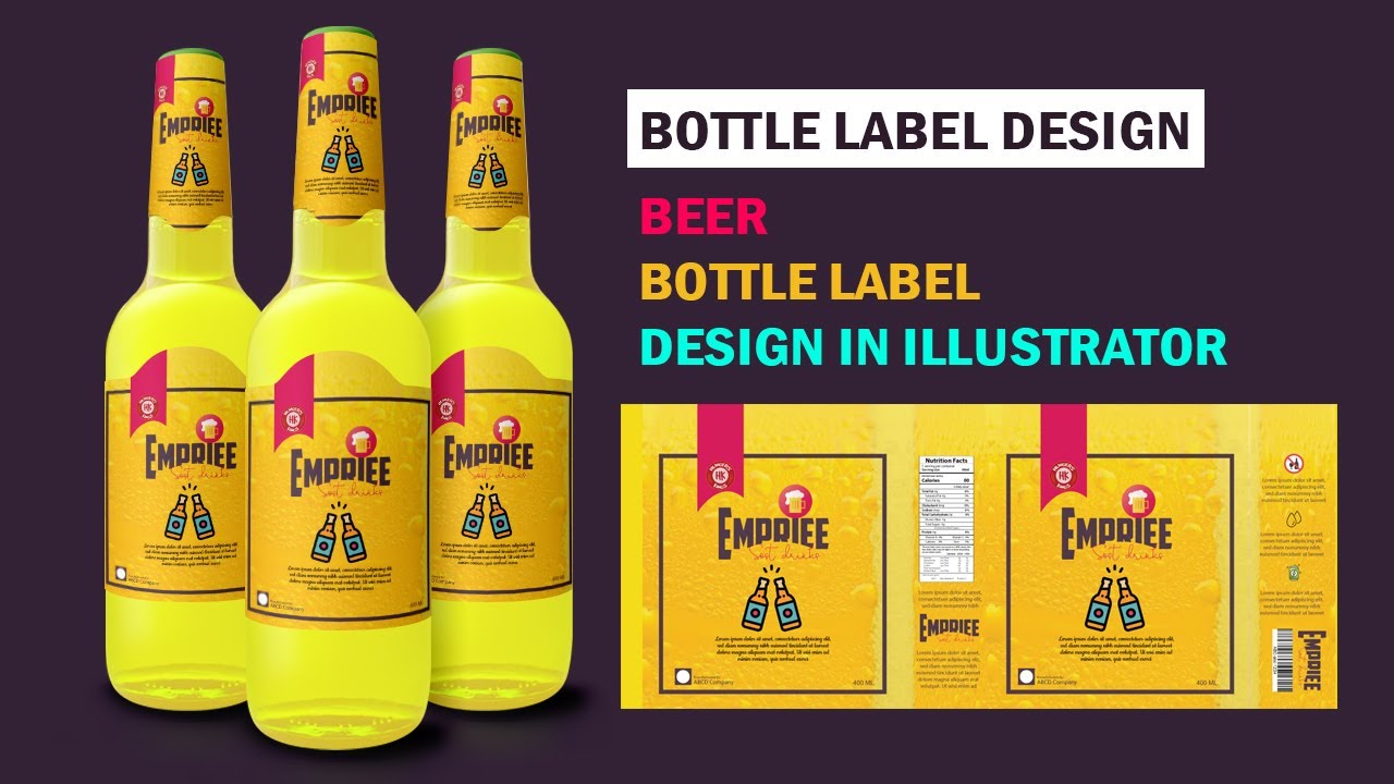 Beer Bottle Label Design In Illustrator || Bottle label design in illustrator