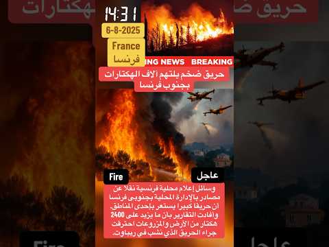 حريق في جنوب فرنسا و عمليات اجلاء للسكان   حريق فرنسا    عاجل 