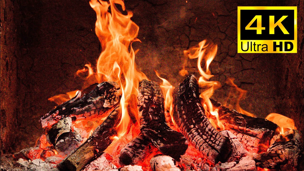 Burning Fireplace & Crackling Fire Sounds 🔥 Fireplace 4K ULTRA HD TV ...