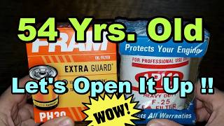 Fram Oil Filter PH30 vs. 54 Yr. Old Apico F-25 Oil Filter Cut Open
