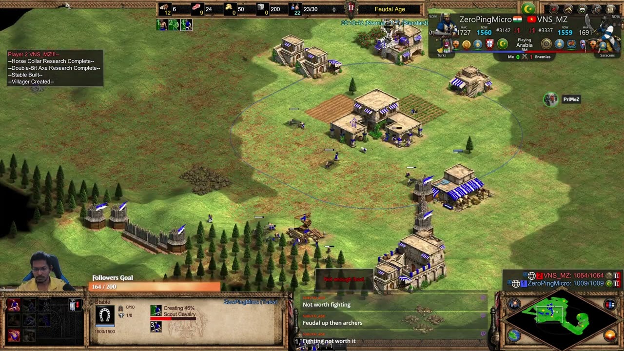 1v1 Arabia | Turks Against Saracens | elo 1500 Defending Tower Rush