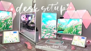 desk setup upgrades vlog 🌷 aesthetic custom pc tour, ikea trip, building pegboard, playing valorant