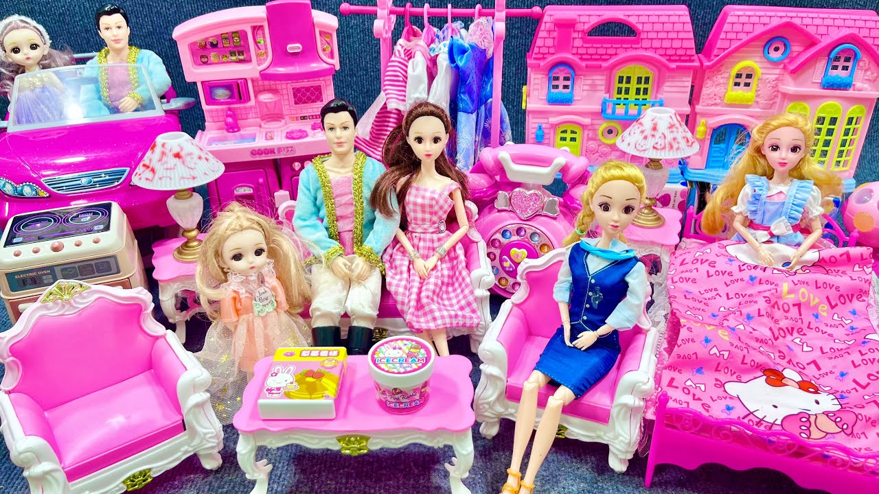 11 Minutes Satisfying Unboxing Super Barbie Doll Bedroom Party,Racing car Toys Play Set Review｜ASMR