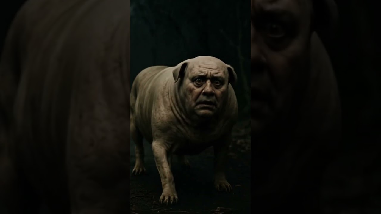 A dog with a human face 